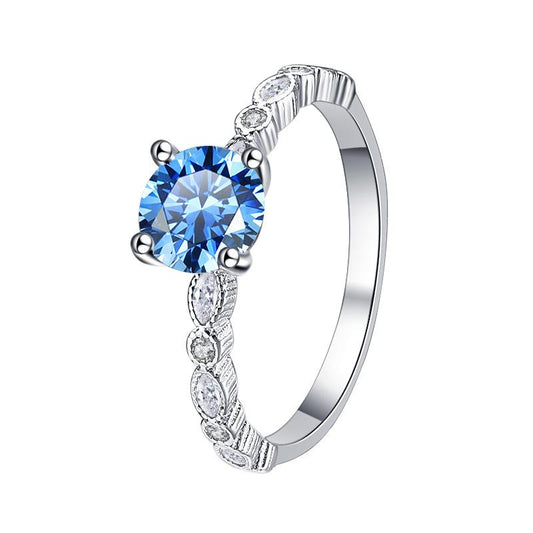 【E3】1CT Moissanite Ring With Marquise Side Stones In 925 Sterling SIlver-Customizable Engraving