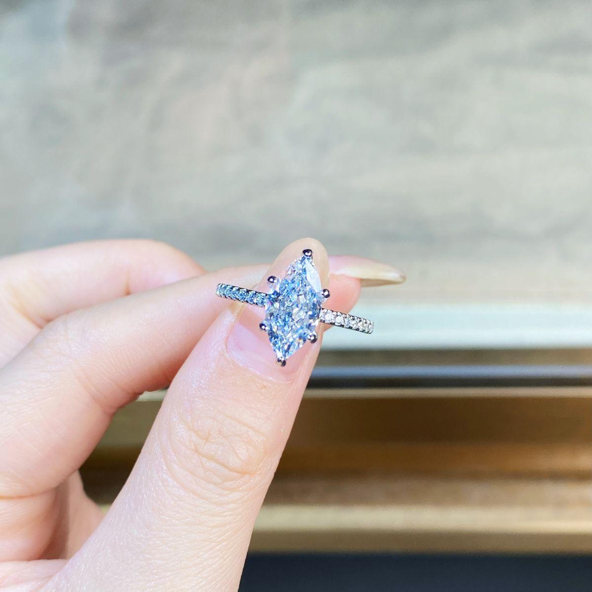 【T17】925 Sterling Silver 2CT Marquise Cut Cubic Zirconia Ring