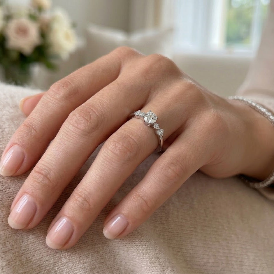 【#314】925 Sterling Silver 1ct Moissanite Ring Round Sparkle Engagement Wedding Promise Rings for Women Fine Jewelry Gift