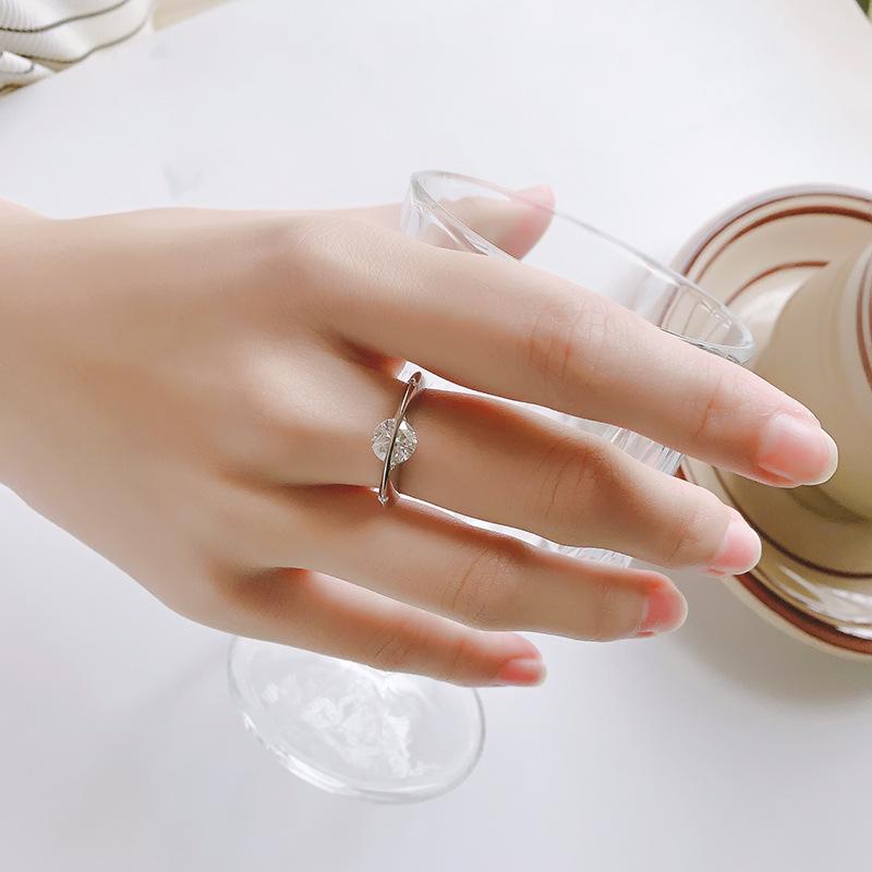 【#56】Modern Moissanite Ring In 925 Sterling Silver, Unique Tension Setting, Perfect Gift for Her