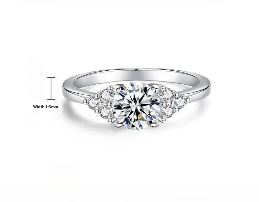 【New Arrival #14】925 Sterling Silver Three Stone Synthetic Moissanite Ring