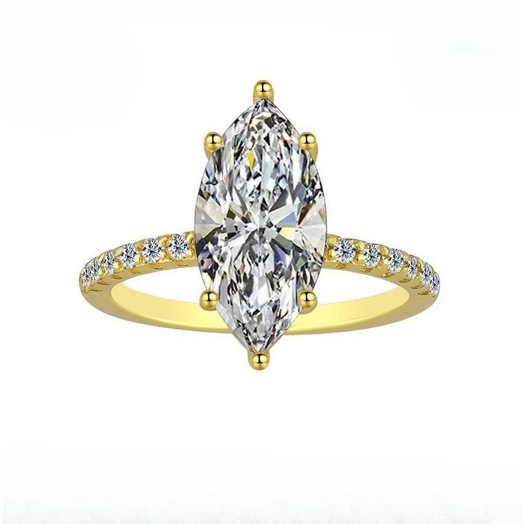 【#110】925 Sterling Silver 2/3CT Marquise Cut Synthetic Moissanite Ring