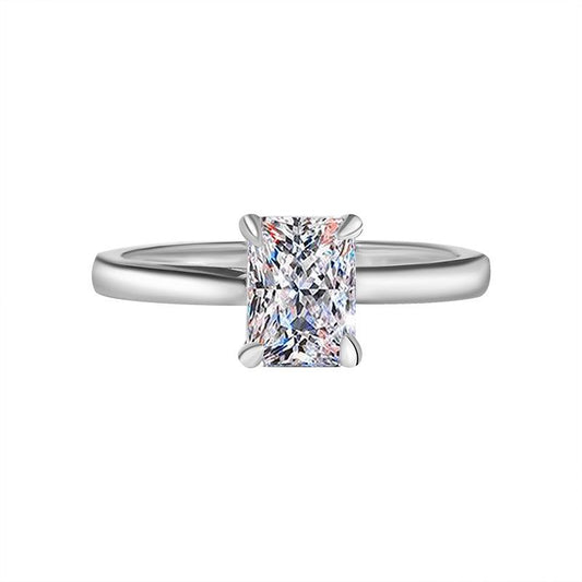 【#68】925 Sterling Silver Radiant Cut Moissanite Ring