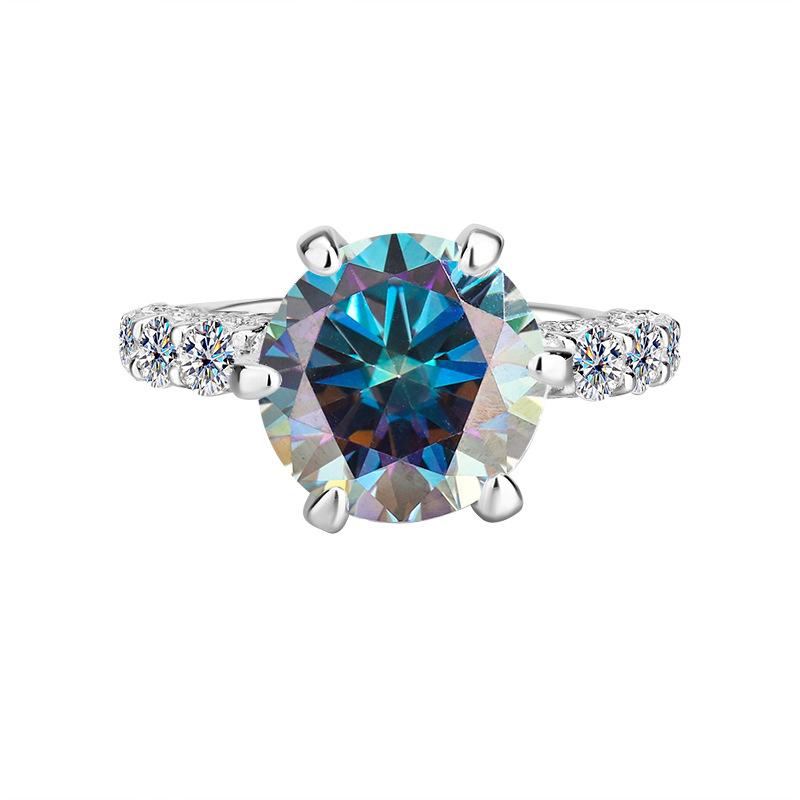 【#19】925 Sterling Silver Round Shape Moissanite Ring For Engagement And Wedding