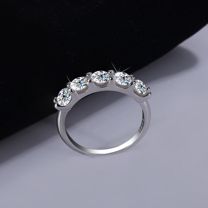 【#11】925 Sterling Silver Moissanite Five-Star Princess Eternity Ring