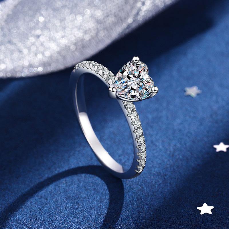 【#27】925 Sterling Silver Heart Shape Moissanite Ring