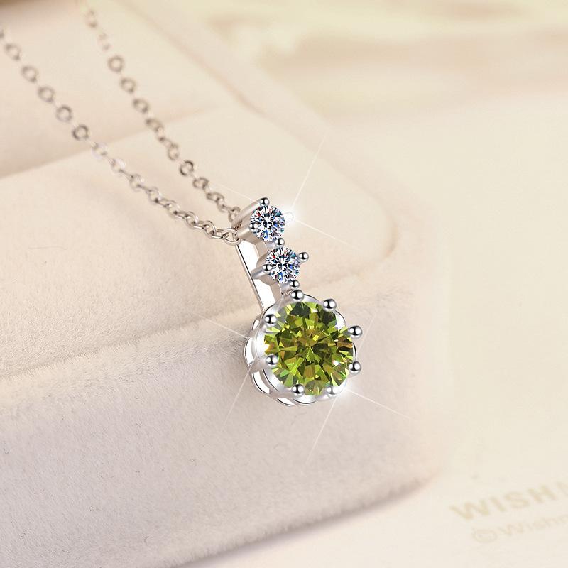 【#190】925 Sterling Silver Olive Green 1CT Miossanite Pendant