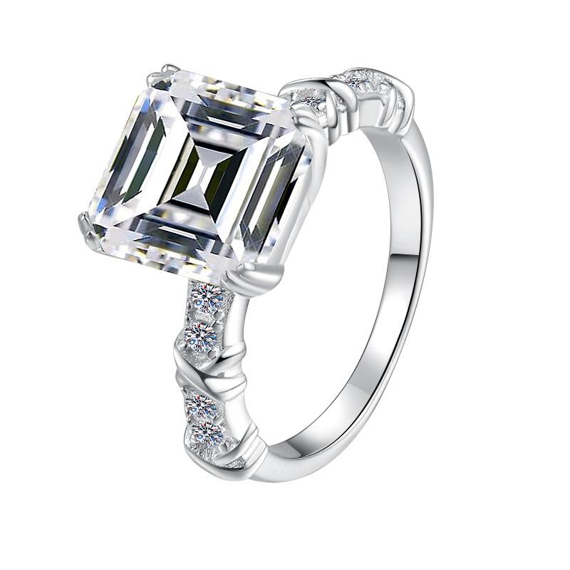 【#84】925 Sterling Silver 5CT Asscher Cut Synthetic Moissanite Ring