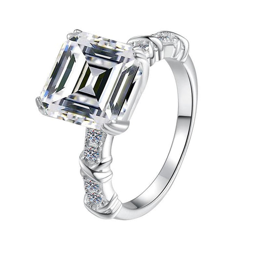 【#84】925 Sterling Silver 5CT Asscher Cut Synthetic Moissanite Ring