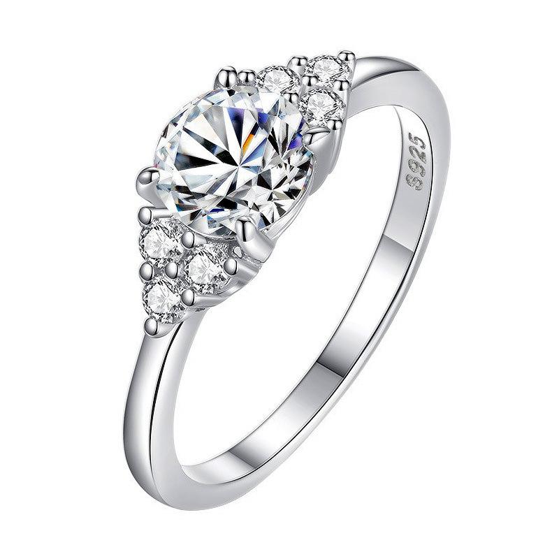 【New Arrival #14】925 Sterling Silver Three Stone Synthetic Moissanite Ring