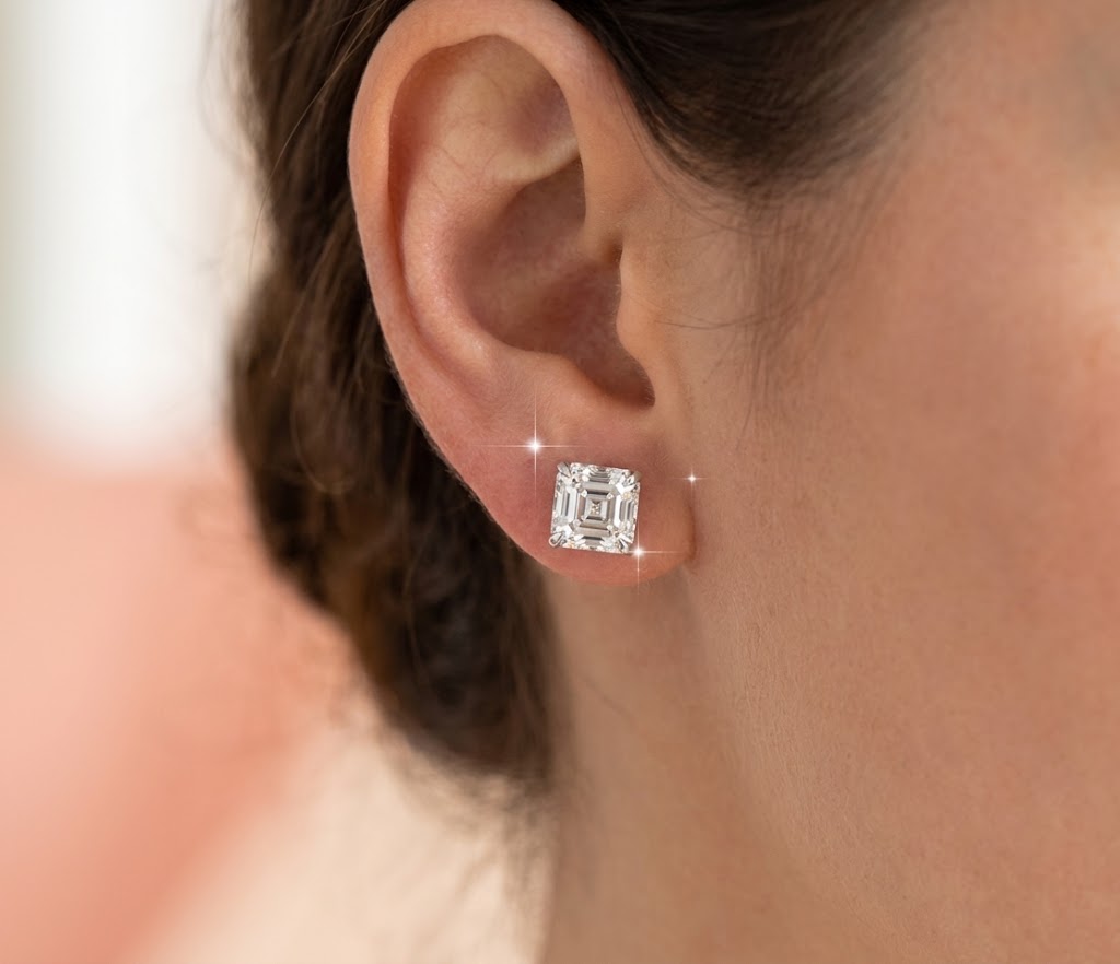 【#327】S925 Sterling Silver Moissanite Stud Earrings Square Cut Sparkle Fine Jewellery for Women Gift
