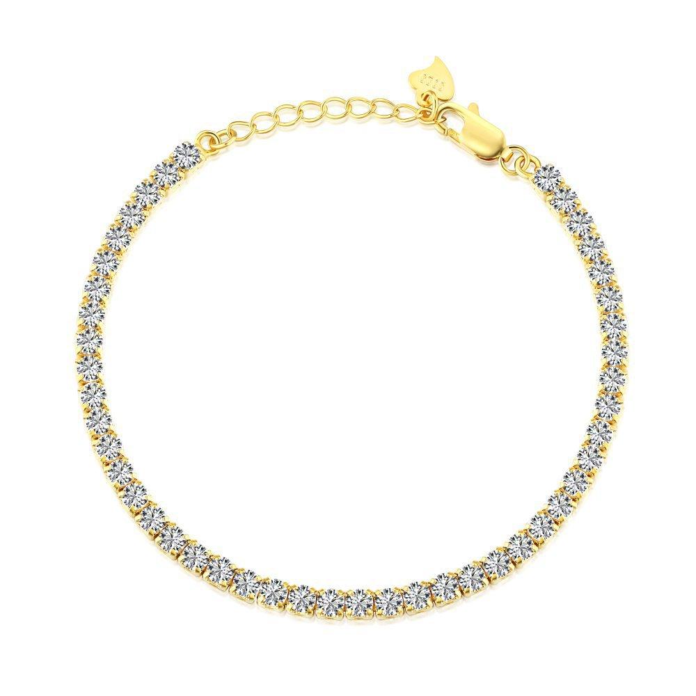 【T33】925 Sterling Silver 2-4mm Tennis Bracelet