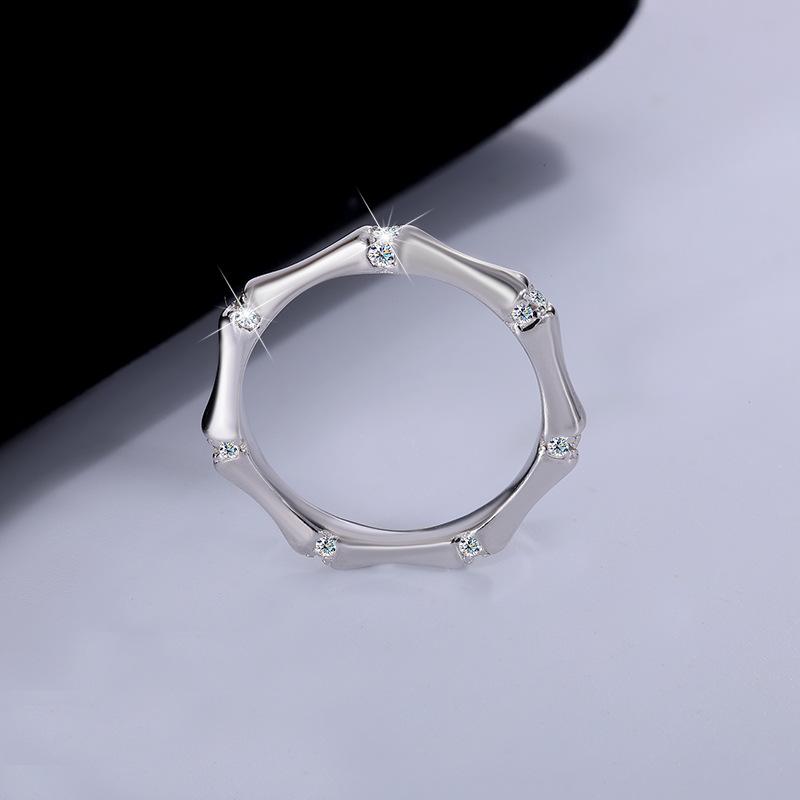 【#1】925 Sterling Silver Light Luxury Bamboo Knot Moissanite Ring