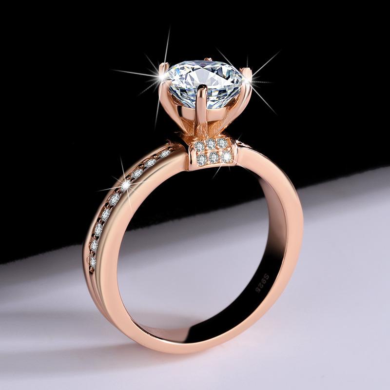 【#197】925 Sterling Silver 2CT Rose Gold Missnaite Ring