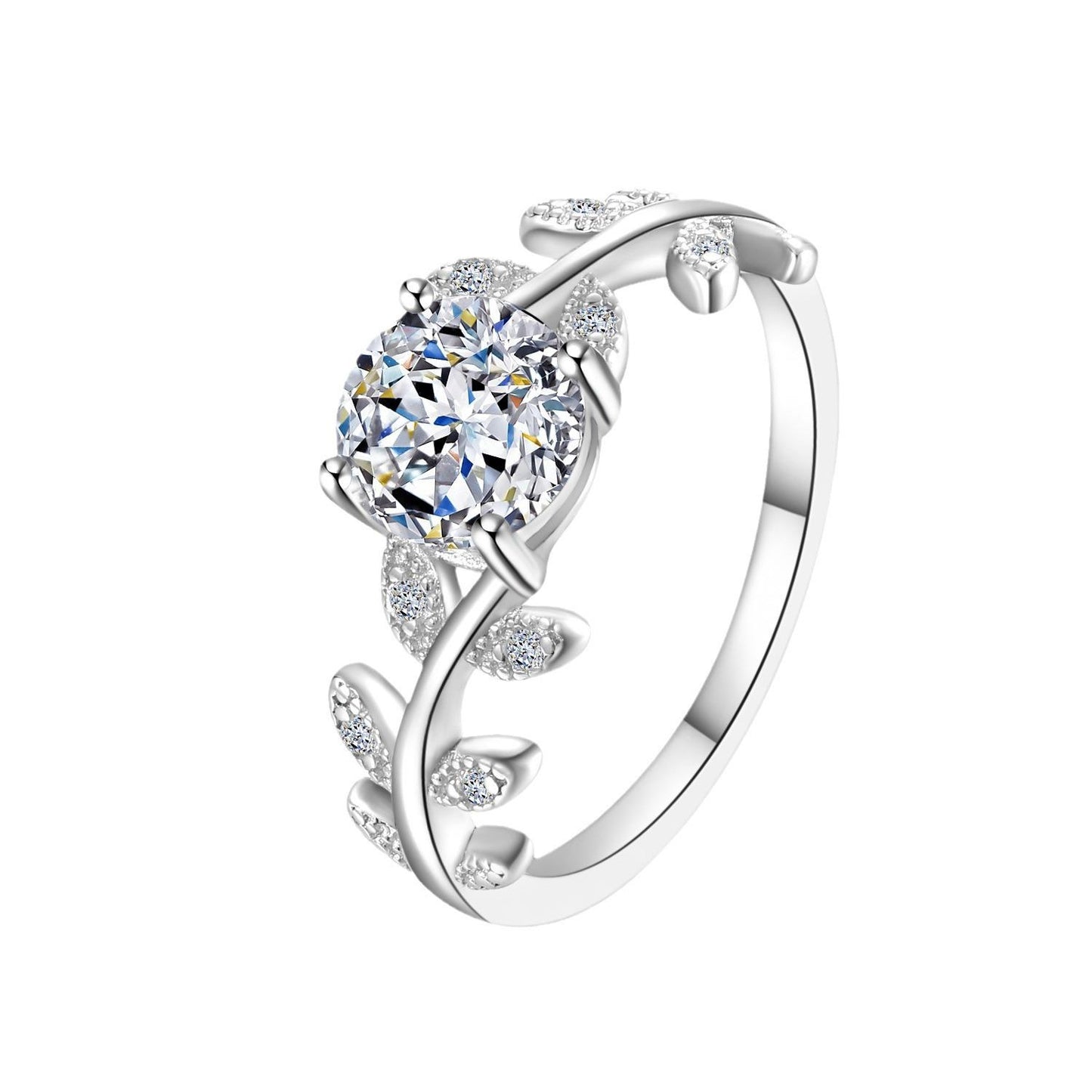 【#166】925 Sterling Silver 1CT Leafy Moissanite Ring