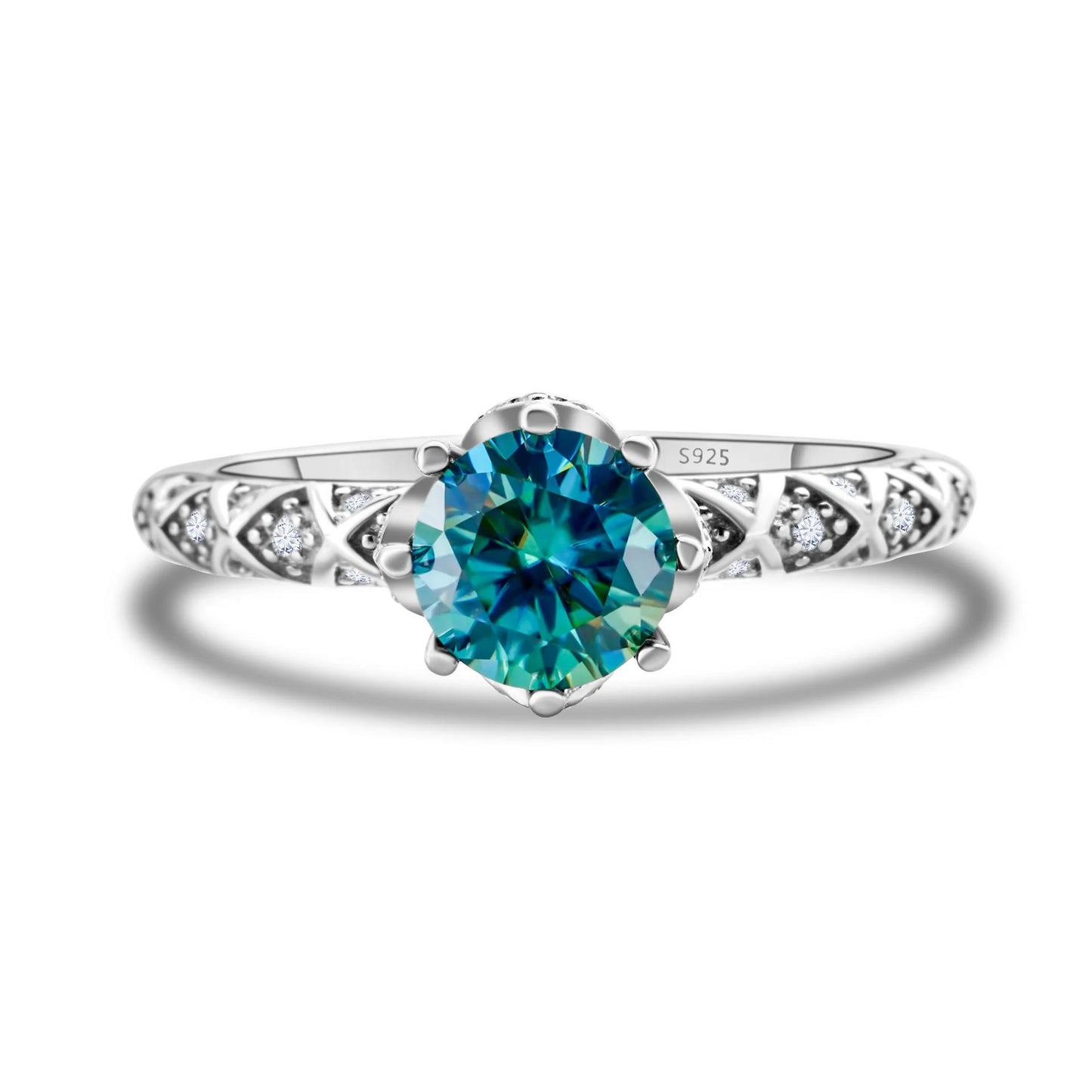 【#201】925 Sterling Silver Vine Design 1CT Moissanite Ring
