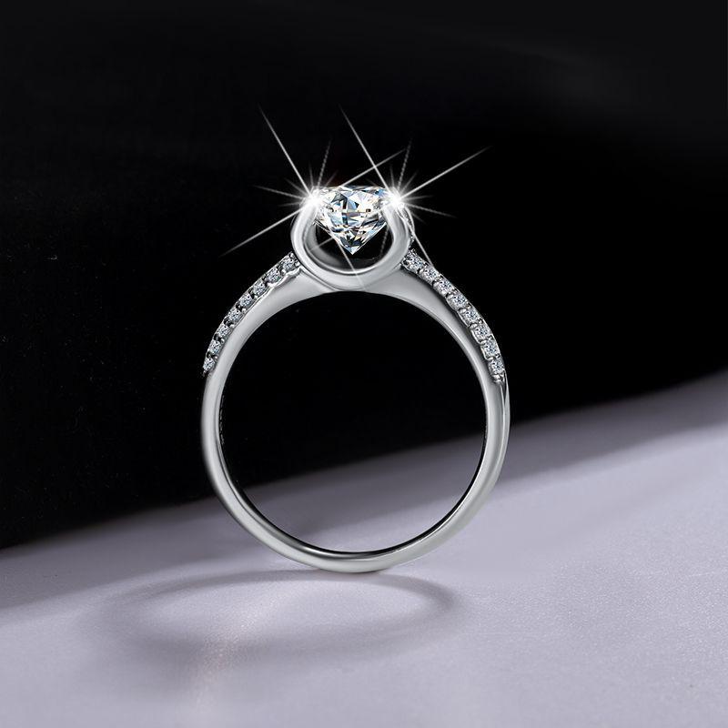 【#57】Elegant Moissanite Engagement Ring In 925 Sterling Silver, Perfect Proposal & Gift for Her!