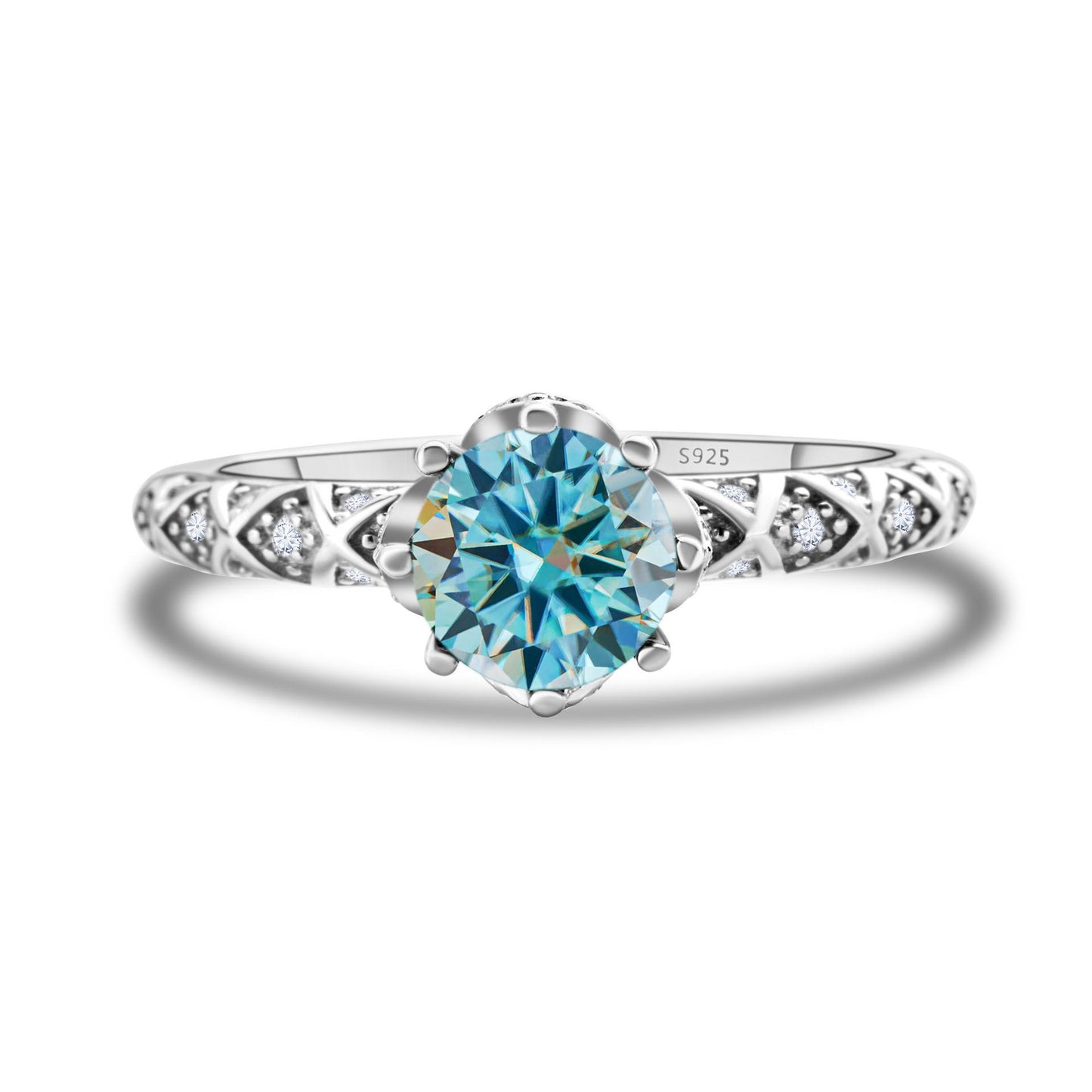 【#201】925 Sterling Silver Vine Design 1CT Moissanite Ring