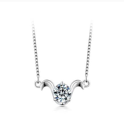 【#198】925 Sterling Silver 12 Zodiac Sign Moissanite Pendant Neckalce