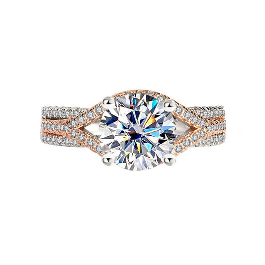 【#182】2CT Flower Desgin Missanite Ring In 925 Sterling Silver