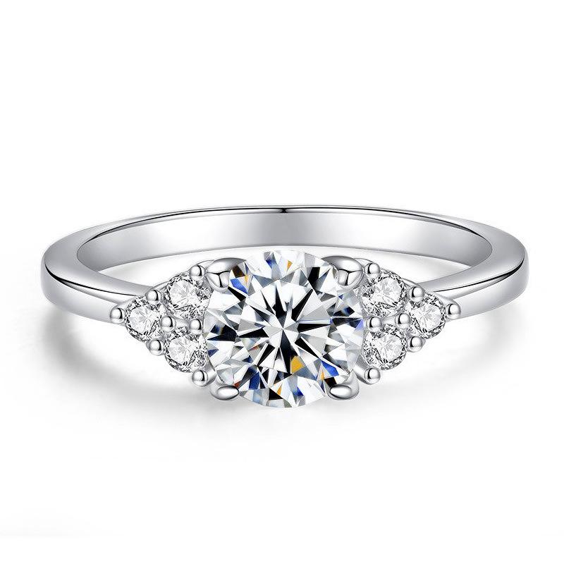 【New Arrival #14】925 Sterling Silver Three Stone Synthetic Moissanite Ring