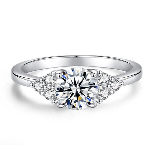 【New Arrival #14】925 Sterling Silver Three Stone Synthetic Moissanite Ring