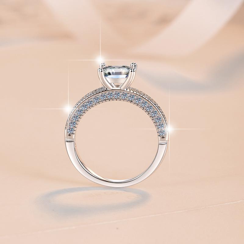 925 Sterling Silver 1.2CT Princess Cut Moissanite Ring For Engagement, Wedding  And Anniversary-Customizable Engraving