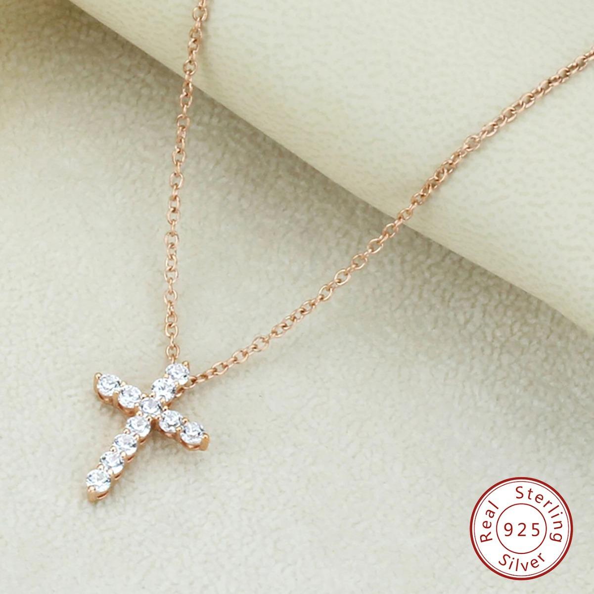 【#181】925 Sterling Silver Cross Moissanite Pendant Necklace