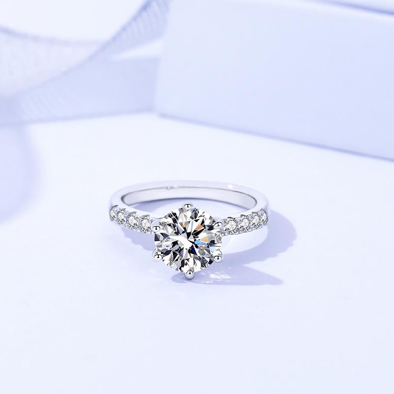 【#179】Classic Six-Claw 2CT Moissanite Ring In 925 Sterling Silver