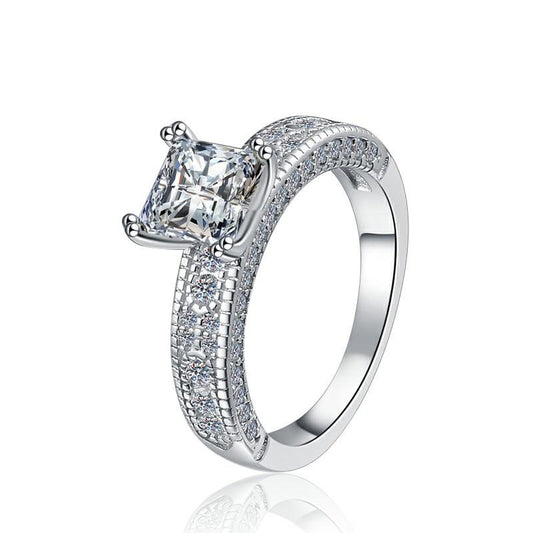 925 Sterling Silver 1.2CT Princess Cut Moissanite Ring For Engagement, Wedding  And Anniversary-Customizable Engraving