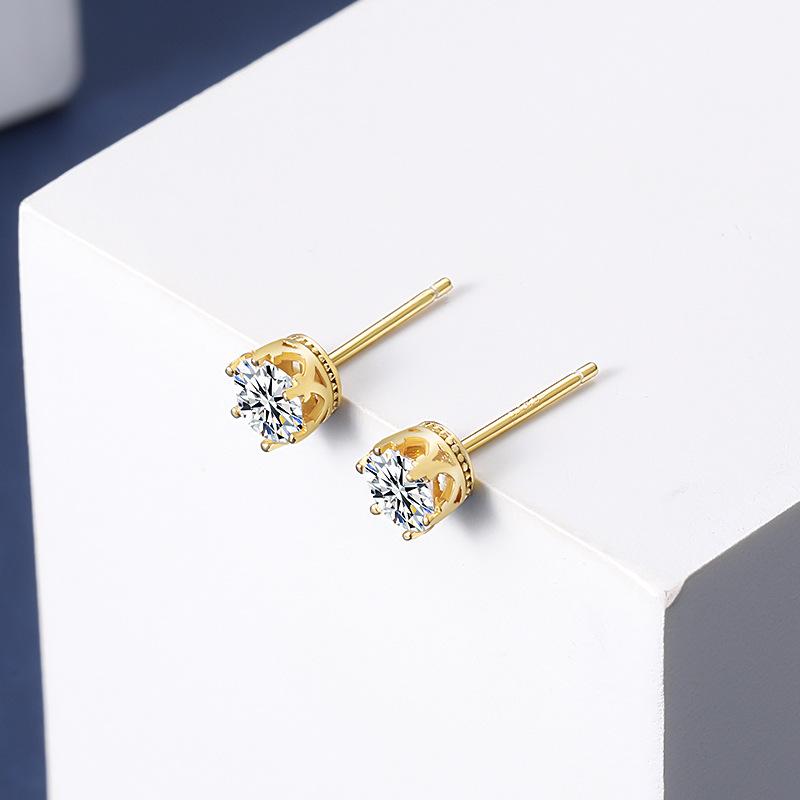 【#192】925 Sterling Silver Six-Claw Moissanite Stud Earrings