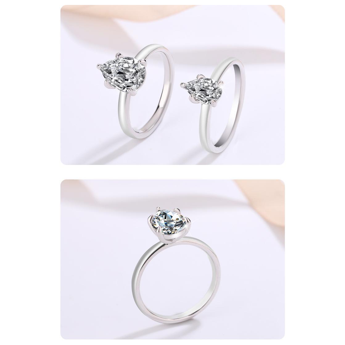 【#26】925 Sterling Silver Pear Shape Moissanite Ring