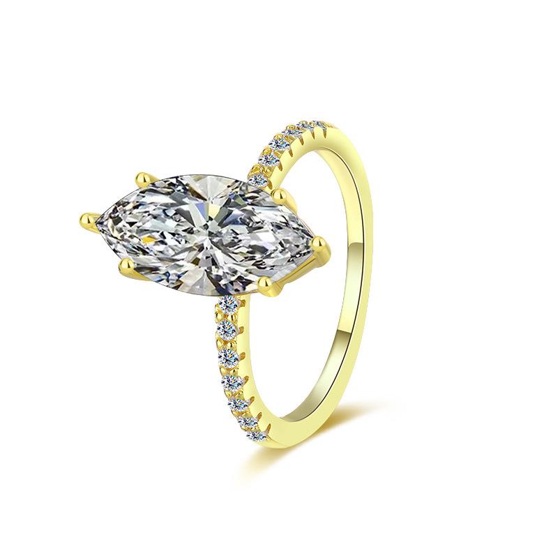 【#110】925 Sterling Silver 2/3CT Marquise Cut Synthetic Moissanite Ring