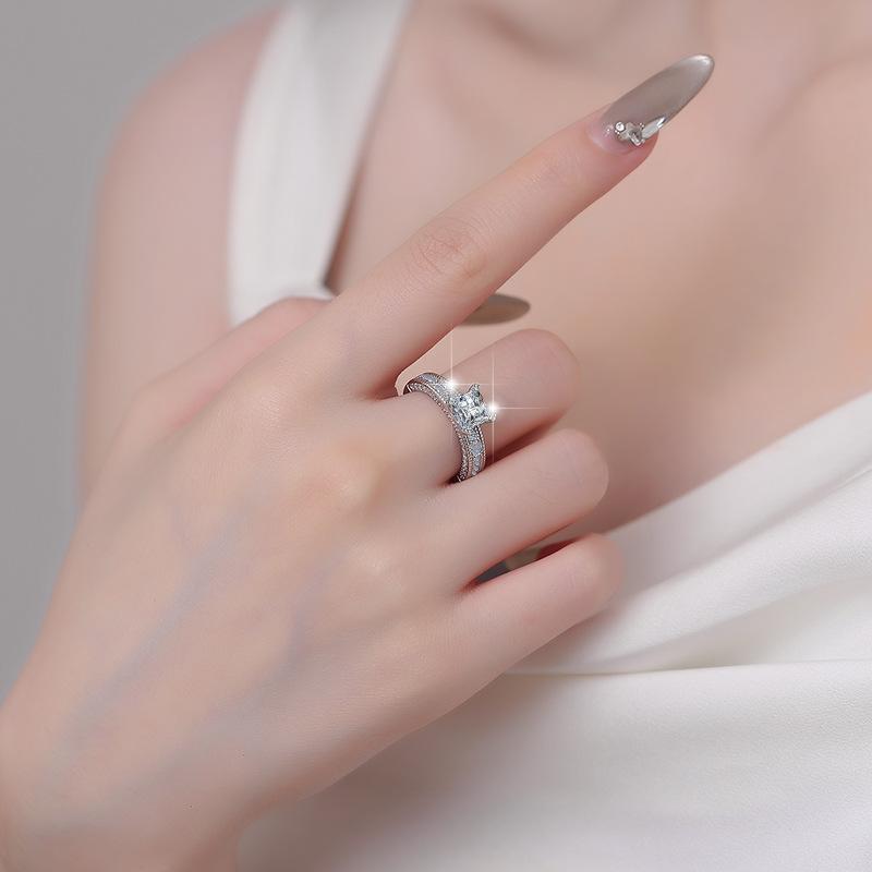 925 Sterling Silver 1.2CT Princess Cut Moissanite Ring For Engagement, Wedding  And Anniversary-Customizable Engraving