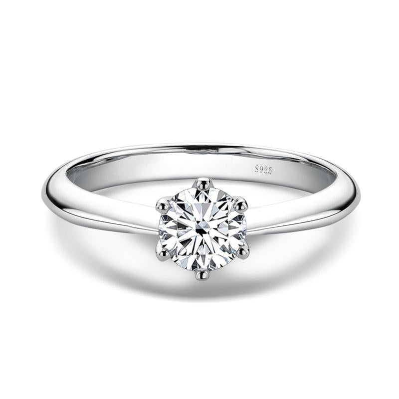 Elegant 925 Sterling Silver Moissanite Women's Ring with Classic Six-Claw Design2