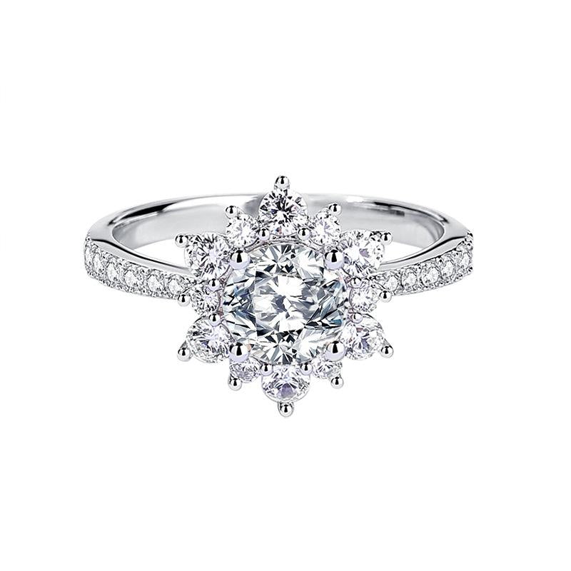 925 Sterling Silver Sunflower Ring with Moissanite Light Luxury Elegant Design3