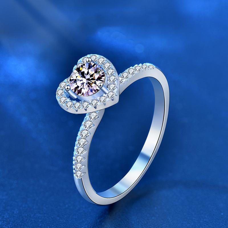 Elegant 925 Sterling Silver Moissanite Ring for Women, All-Match Silver Jewelry with Sweet Loving Heart Design4