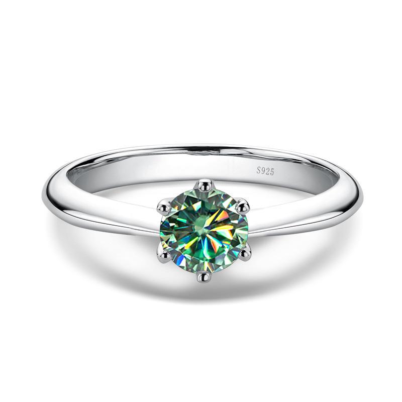 Elegant 925 Sterling Silver Moissanite Women's Ring with Classic Six-Claw Design0