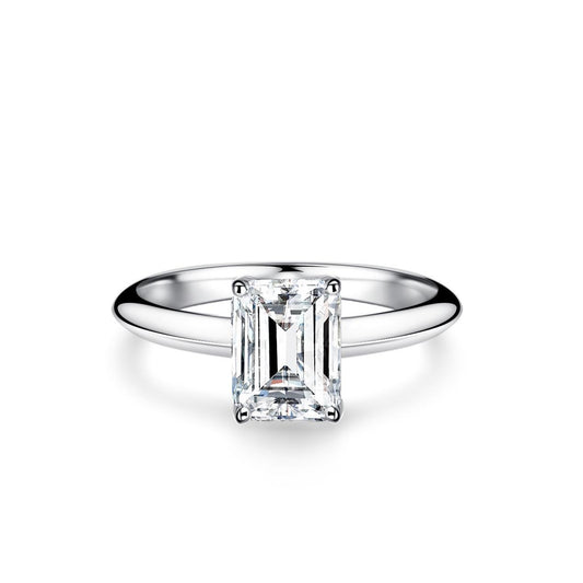 Elegant 925 Sterling Silver 2CT D Color Emerald Cut Moissanite Ring2