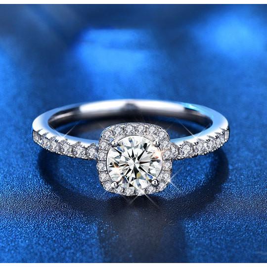 Elegant 925 Sterling Silver Moissanite Diamond Square Ring Simple Wedding Jewelry0