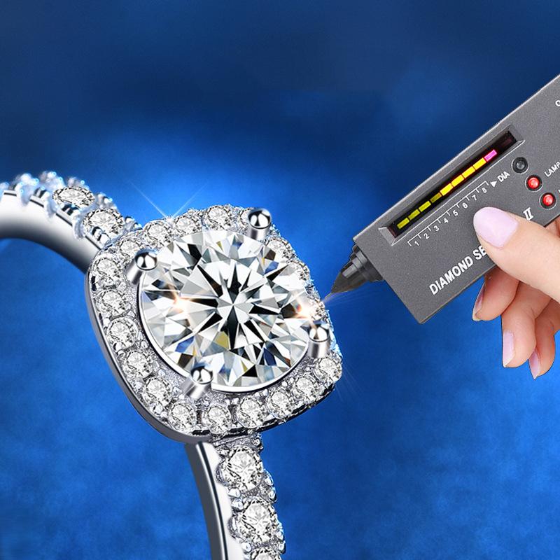 Elegant 925 Sterling Silver Moissanite Diamond Square Ring Simple Wedding Jewelry4