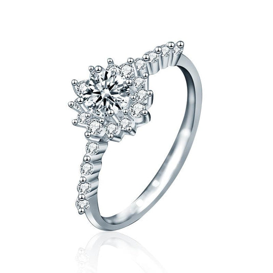 925 Sterling Silver Moissanite Ring with Niche Design for Women, Cross-Border Live Broadcast New Diamond Ring in Ins Cold Style0