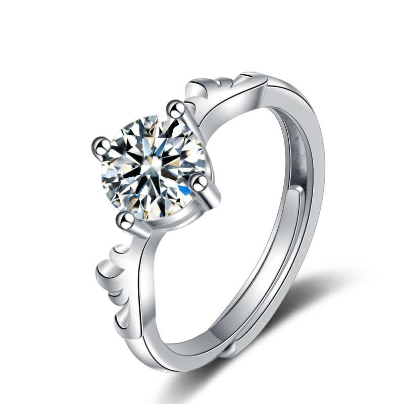 Moissanite Open Ring 925 Sterling Silver Korean Style Mori Antlers Women's Christmas Gift0