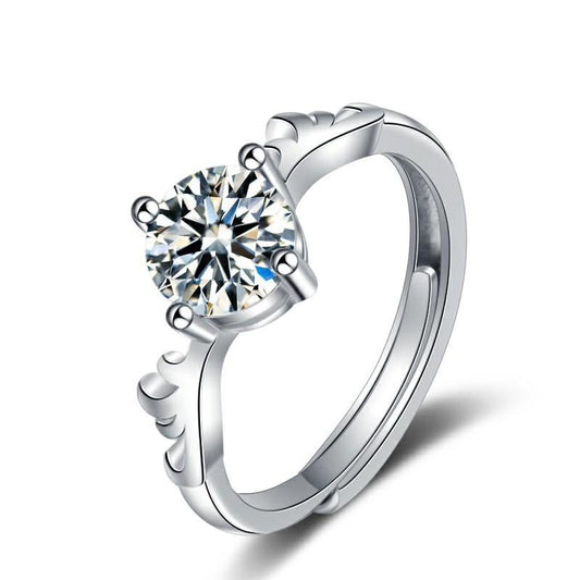 Moissanite Open Ring 925 Sterling Silver Korean Style Mori Antlers Women's Christmas Gift0