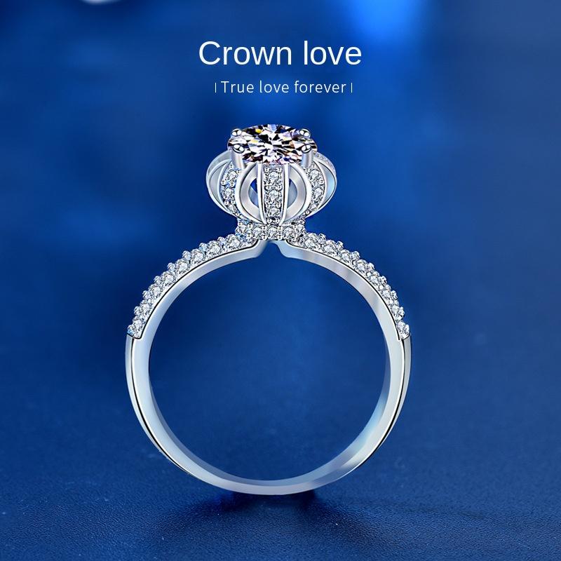 Elegant 925 Sterling Silver Moissanite Diamond Crown Ring for Engagement or Wedding1