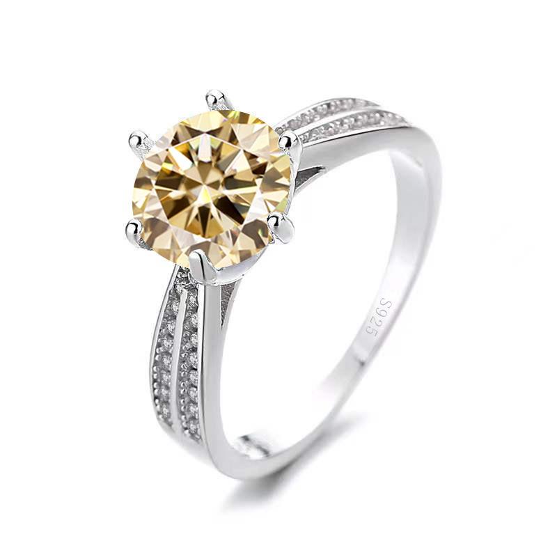 Elegant 925 Sterling Silver Six Claw Colored Moissanite Diamond Ring10
