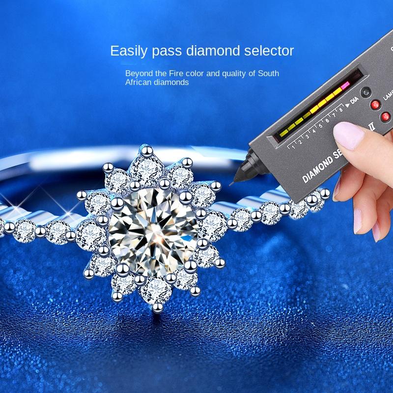 925 Sterling Silver Moissanite Ring with Niche Design for Women, Cross-Border Live Broadcast New Diamond Ring in Ins Cold Style2