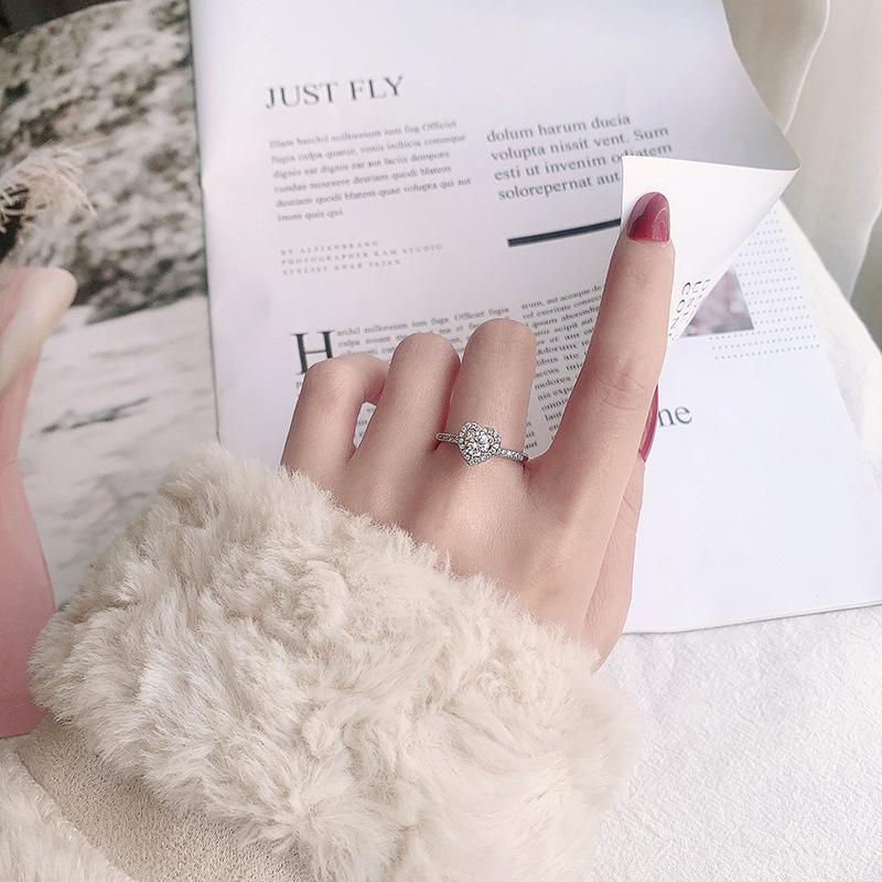 Elegant 925 Sterling Silver Moissanite Ring for Women, All-Match Silver Jewelry with Sweet Loving Heart Design0