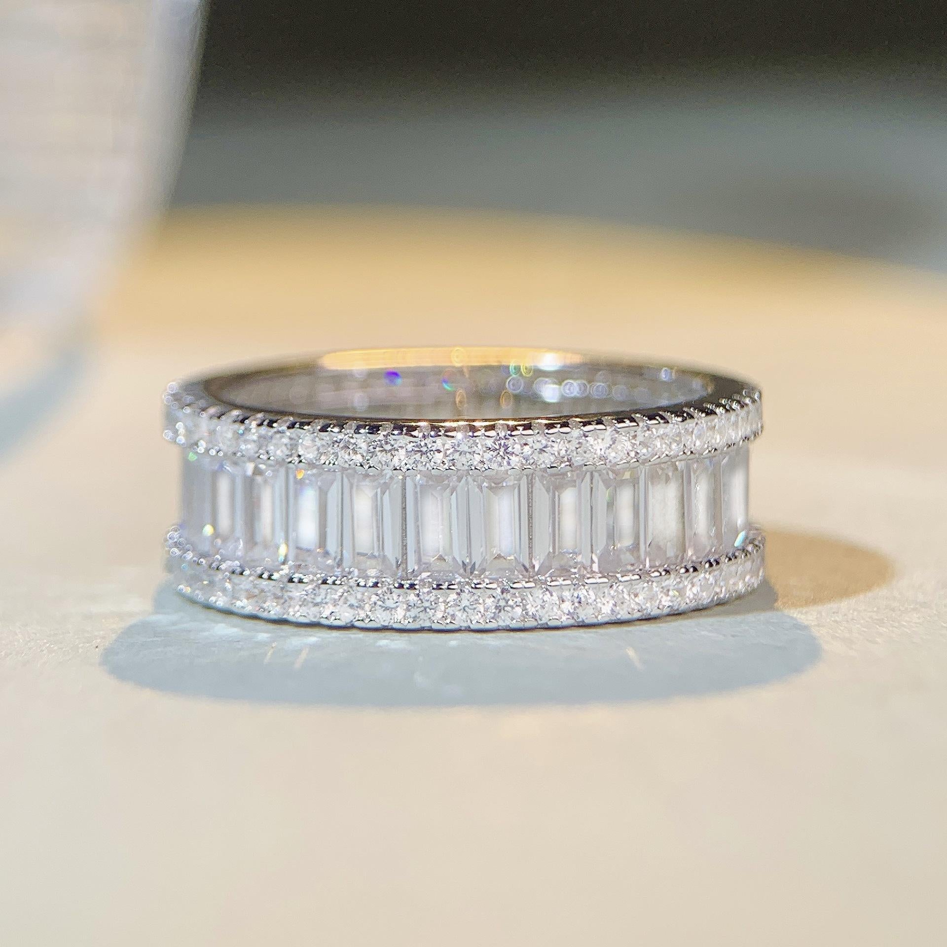 Elegant 925 Sterling Silver Cubic Zirconia Stackable Ring3
