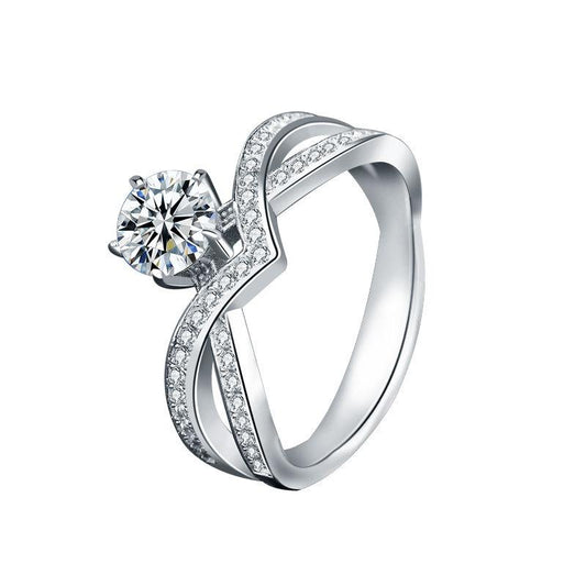 925 Sterling Silver Moissanite Exaggerated Personalized Six-Claw Crown Diamond Ring4